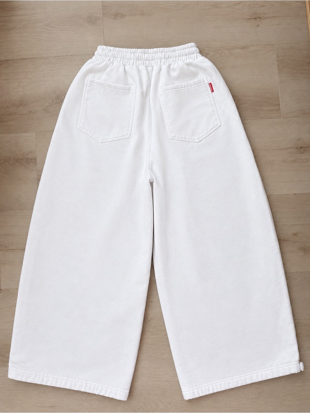 White Wide-Leg Drawstring Pants - Picture 2 of 4
